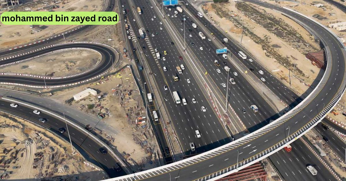 Mohammed Bin Zayed Road aerial view Dubai UAE