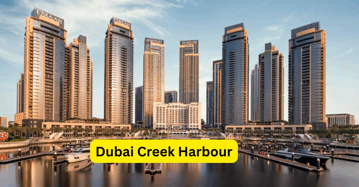 Dubai Creek Harbour waterfront with skyline and marina views