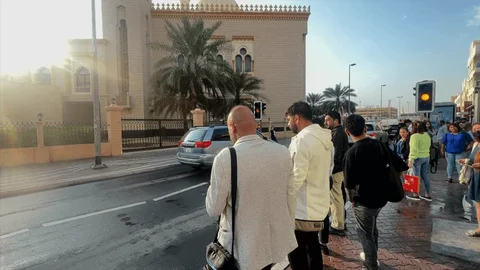 Satwa Big Mosque exterior with white dome and tall minaret in Al Satwa Dubai