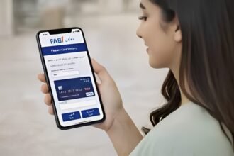 FAB balance checking online app showing account balance and banking features on a smartphone
